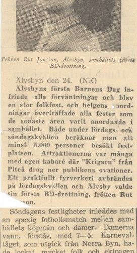 Älvsbyns första BD drottning 1947.