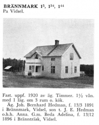 Brännmark 1;5 1;34 1;44 Johan Bernhard Hedman