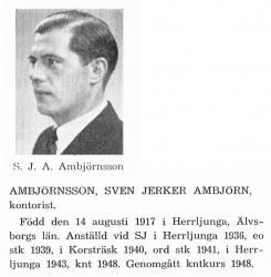Ambjörnsson Sven Jerker Ambjörn 19170814 Från Svenskt Porträttarkiv b