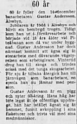 Andersson Gustav Älvsbyn 60 år 13 dec 1953 NK