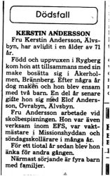 Andersson Kerstin Älvsbyn död 29 Maj 1975 PT