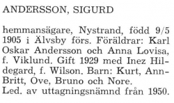 Andersson Sigurd Älvsby Landskommun 1957