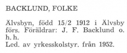 Backlund Folke Älvsby Köping 1957