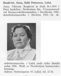 Bergkvist Anna 18910126 Från Svenskt Porträttarkiv
