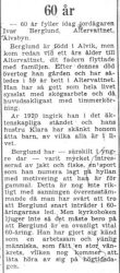 Berglund Ivar Altervattnet 60 år 21 Juli 1956 PT