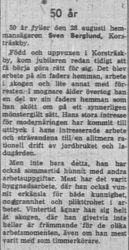 Berglund Sven Korsträskby 50 år 28 Aug 1957 Nk