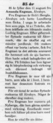 Bergman Amanda Älvsbyn 85 år 10 Aug 1977 NK