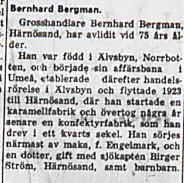 Bergman Bernhard fd Älvsbyn död 20 dec 1956 NK