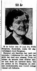 Bergman Frida Korsträsk 50 år 9  Juni 1959 NK