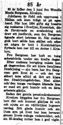 Bergman Wendla Maria Älvsbyn 85 år 1  Juni 1959 NK