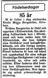 Bergström Emilia Maria Älvsbyn 85 år 10 Feb 1975 PT