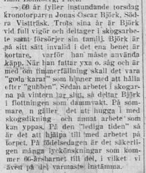 Björk Jonas Oscar Södra Vistträsk 60 år 4 Maj 1931 PT