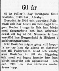 Boström Emil Pålträsk 60 år 4 okt 1965 PT