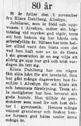 Dahlberg Klara Älvsbyn 80 år 3 Nov 1965 PT