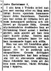 Danielsson John Tvärån död 18 Aug 1949 NK