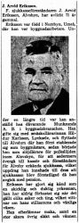 Eriksson J. Arvid Älvsbyn död 12  Aug 1958 NK