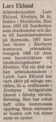Eklund Lars Älvsbyn död 14 nov 1980 SVD