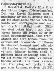 Eliasson David Riddarberg Tväråselet 50 år 12 maj 1956 PT
