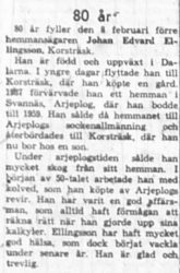 Ellingsson Johan Edvard Korsträsk 80 år 8 feb 1961 NK