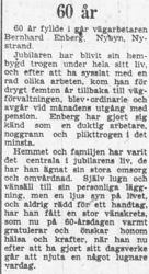 Enberg Bernhard Nybyn 60 år 14 maj 1956 PT