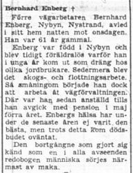 Enberg Bernhard Nybyn död 19 Sept 1957 PT