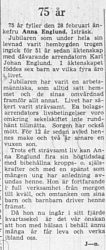 Englund Anna Isträsk 75 år 26 feb 1949 NK