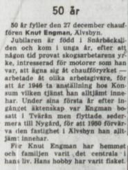 Engman Knut Älvsbyn 50 år 27 dec 1956 nk