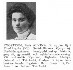Engström Alvina 18850124 Från Svenskt Porträttarkiv