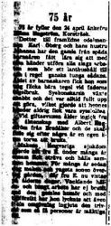 Engström Hilma Korsträsk 75 år 24 april 1953 NK