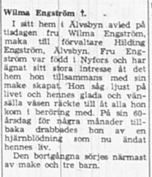 Engström Wilma Älvsbyn död 28 April 1949 NK