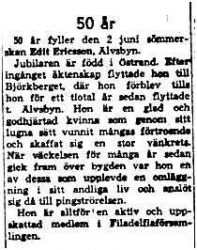 Eriksson Edit Älvsbyn 50 år 2 Juni 1958 NK