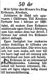 Eriksson Elsa Älvsbyn 50 år 21 Mars 1975 PT