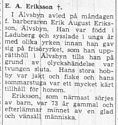 Eriksson Erik August Älvsbyn död 13 April 1949 NK