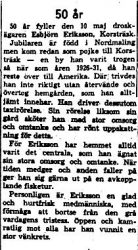 Eriksson Esbjörn korsträsk 50 år 10 Maj 1958 NK