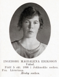 Eriksson Ingeborg 18961005 Från Svenskt Porträttarkiv a