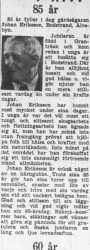 Eriksson Johan Bodstrand 85 år 14 maj 1956 PT