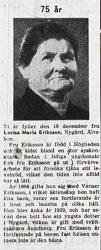 Eriksson Lovisa Maria Högheden 75 år 17 dec 1956 NK