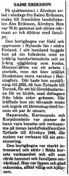 Eriksson Saimi Älvsbyn död 22 Jan 1975 PT