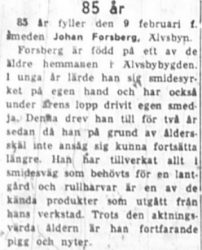 Forsberg Johan Älvsbyn 85 år 8 feb NK