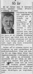 Forsberg Johan Fredrik Älvsbyn 85 år 8 Feb PT