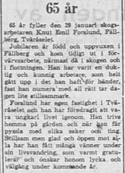 Forslund Knut Emil Fällberg Tväråselet 65 år 28 Jan 1961 PT