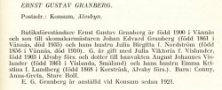 Granberg Ernst Gustav Från Boken Svensk Familjekalender Tryckt 1945