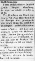 Granberg Gulli Älvsbyn död 24 Aug 1977 NK