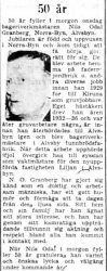Granberg Nils Odal Norrabyn 50 år 8 Okt 1957 PT