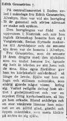 Granström Edith Älvsbyn död 24 Nov 1965 PT
