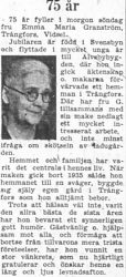 Granström Emma Maria Trångfors Vidsel 75 år 31 Aug 1957 PT