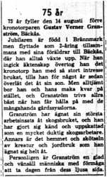 Granström Verner Bäckås Vistträsk 75 år 14  Aug 1958 NK