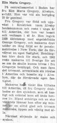 Gregory Elin Maria Älvsbyn död 26 Nov 1966 NK