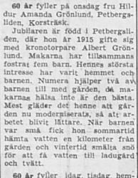 Grönlund Hildur Amanda Petbergsliden 60 år 8 Okt 1957 NSD