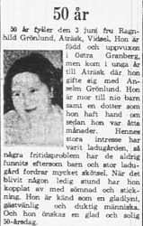 Grönlund Ragnhild Åträsk Vidsel 50 år 2 Juni 1965 PT